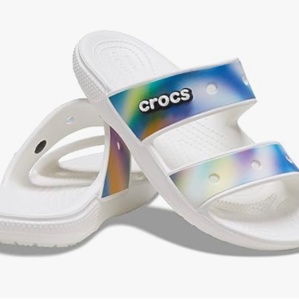 CROCS Unisex Adult Classic Two Strap Slide Sandals In Rainbow Color..M-(6)-W(8)0